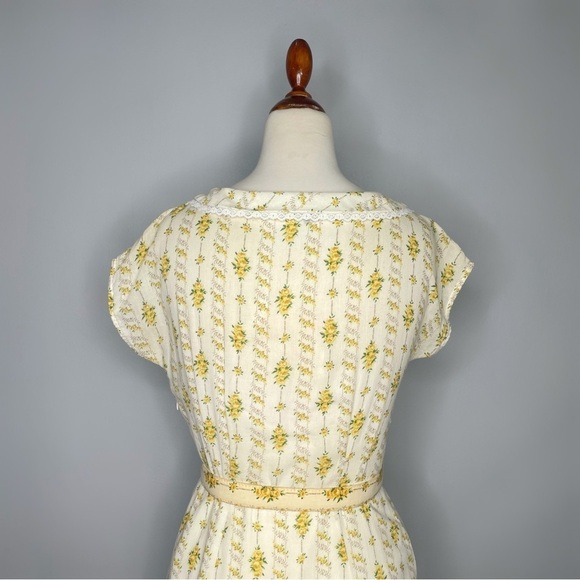 Betsey Johnson Vintage Dress Yellow Floral Prairie Black Label Size 4 - Picture 8 of 15